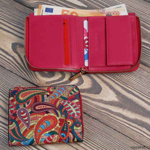 Женский кошелёк FABRETTI FA006NPpaisley-74 малиновый