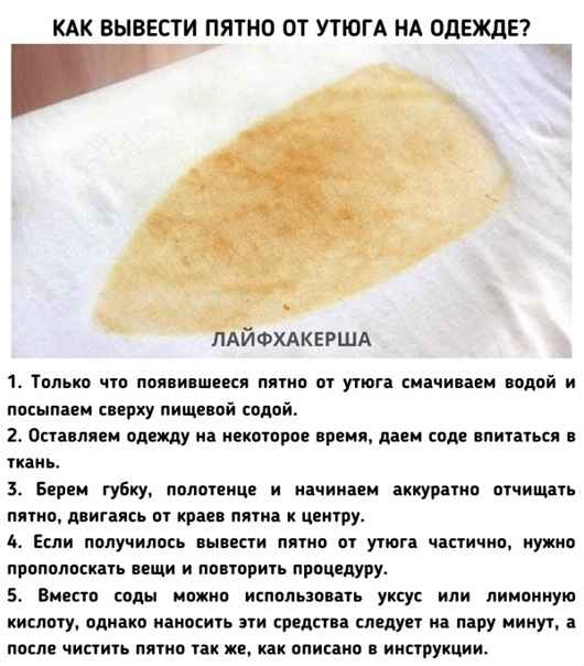 Как вывести пятно от утюга на одежде