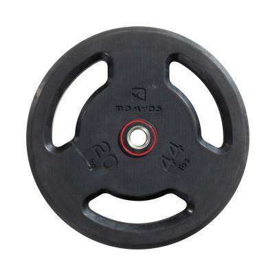 Обрезиненный диск с ручками 28 мм, 20 кг для силовых упражнений DOMYOS - купить в интернет-магазине