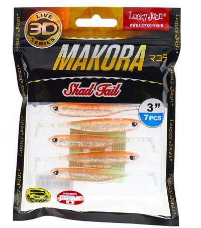 Виброхвосты LJ 3D Series MAKORA SHAD TAIL 3.0in (07,60)/003 7шт. LUCKY JOHN - купить в интернет-магазине