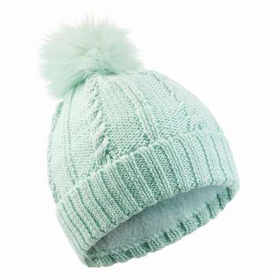 ШАПКА ЛЫЖНАЯ С КОСАМИ ДЕТСКАЯ ЗЕЛЕНАЯ FUR WOOL WEDZE - купить в интернет-магазине