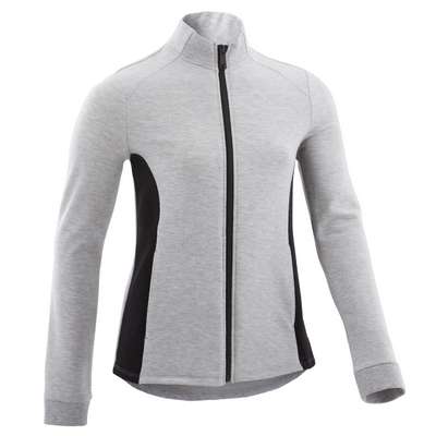 Толстовка на молнии без капюшона для девочек светло-серая DOMYOS - купить в интернет-магазине