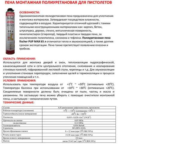 Пена монтажная технические хаpaктеристики, секреты применения.