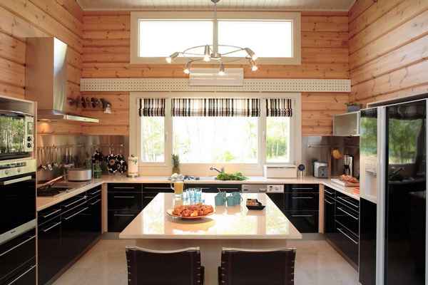 Как сделать кухню в каркасном доме: интерьер и дизайн варианты отделки +Видео и варианты с окном