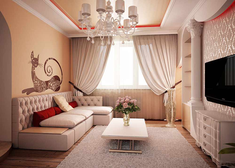 Дизайн маленьких залов: фото, идеи, примеры