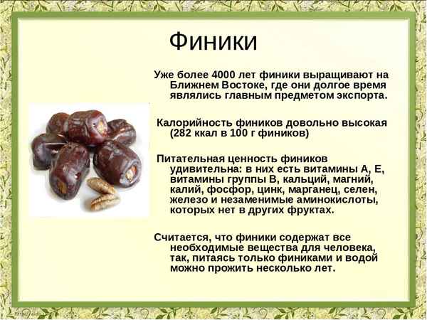 финики сушеные: польза и вред для организма, полезные свойства и противопоказания