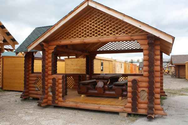 Беседки из оцилиндрованного бревна своими руками - просто и красиво + фото