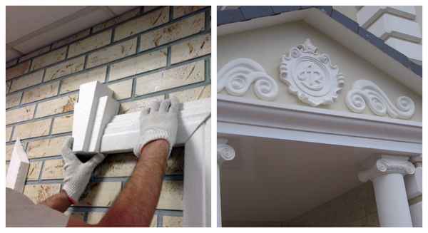 Фасадный декор из пенополистирола: виды, фото, монтаж своими руками