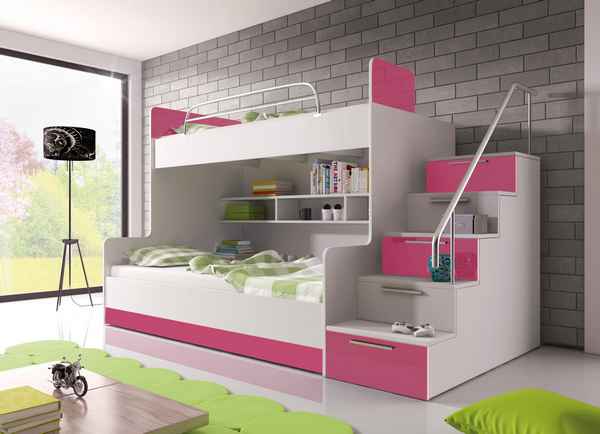 Двухъярусные кровати для девочек: инновационный дизайн моделей