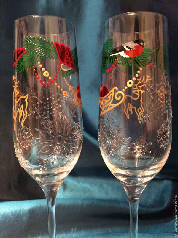 Декорирование фужеров для шампанского к Новому году: особенности, как украсить, варианты декора, альтернативные способы украшения