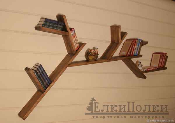 Стильная полка-ветка для книг: фото, идеи