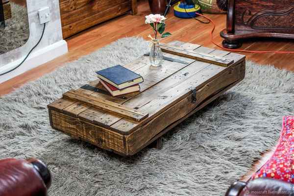 Журнальный столик из деревянных ящиков: фото, идея для дома