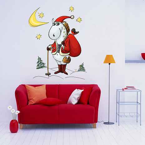 Праздничные новогодние наклейки на стены