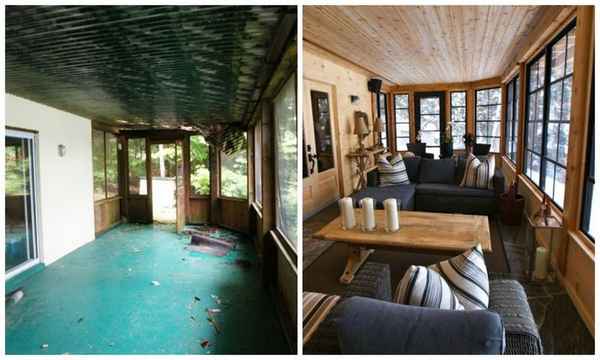 До и после; полная переделка веранды