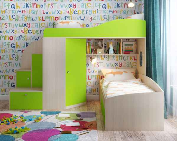 Детский двухъярусный уголок: фото, концепт