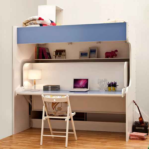 Необычная кровать над столом: фото, концепт