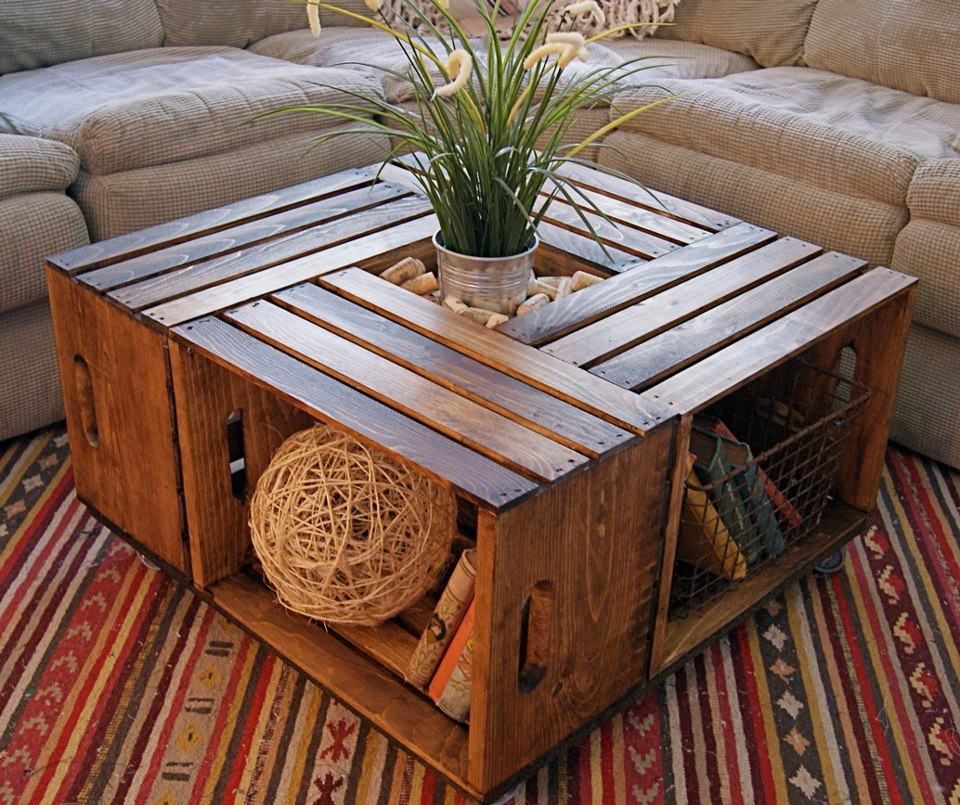 Журнальный столик из ящика своими руками