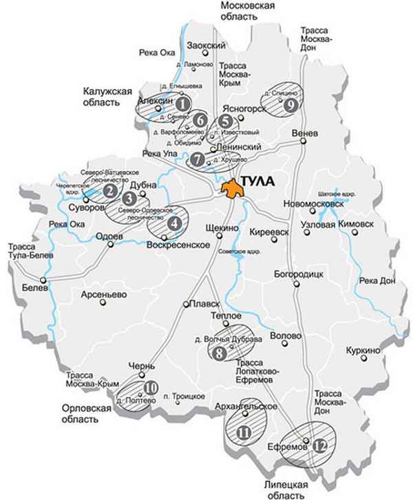 Места сбора грибов лисичек в Тульской области