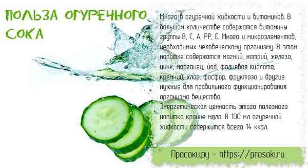 Польза и вред огуречного сока