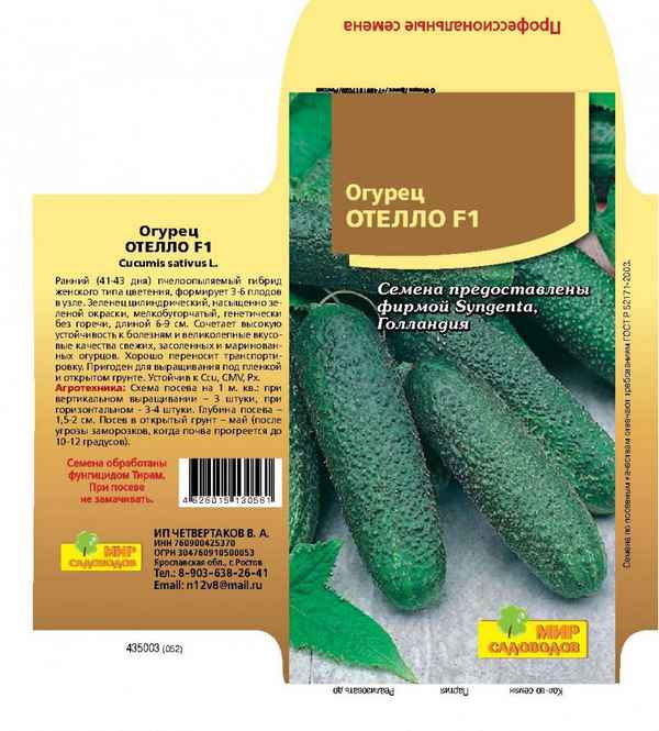 Описание сорта огурцов Отелло