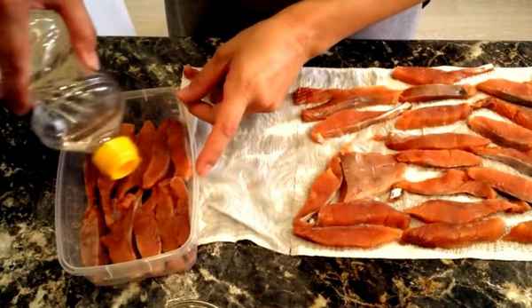 Засолка горбуши под сёмгу с коньяком