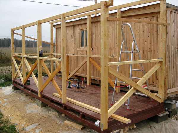 Как построить веранду или террасу к бытовке