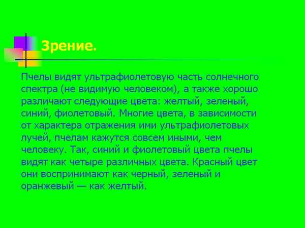 Спектр цветового зрения у медоносной пчелы