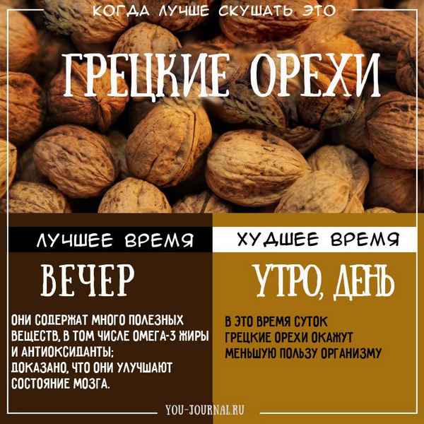 Когда лучше есть грецкие орехи: утром или вечером