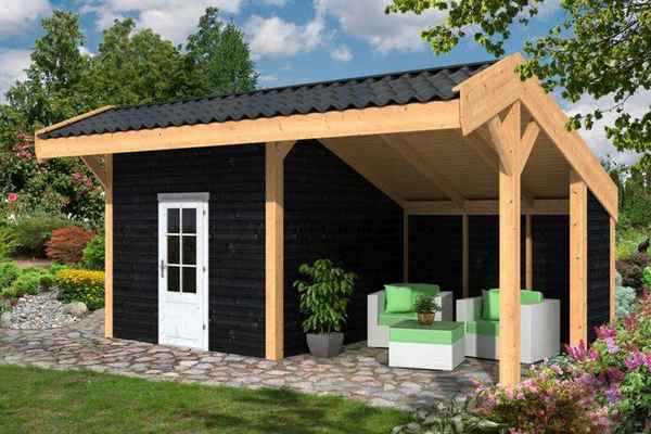 Как построить беседку с хозблоком под одной крышей