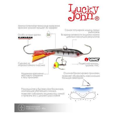Балансир Lucky John CLASSIC 4 + тр. 40мм/12HRT блистер RIBOLOV SERVICE - купить в интернет-магазине