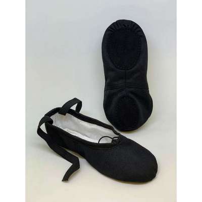 Балетки для танцев с двусоставной подошвой тканевые черные DOMYOS - купить в интернет-магазине