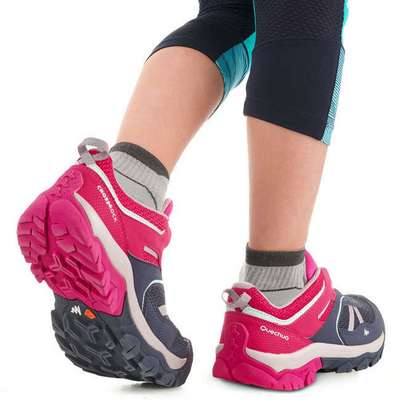 Ботинки д/горн. походов низк. на шнуровке д/дев. разм. 35–38 сине-роз. Crossrock QUECHUA - купить в интернет-магазине