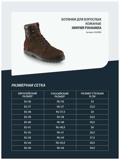 БОТИНКИ ДЛЯ ВЗРОСЛЫХ КОЖАНЫЕ SENTIER FOUGANZA - купить в интернет-магазине