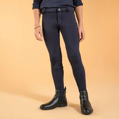 Бриджи утепленные детские с коленной тканевой леей 100 WARM черные FOUGANZA - купить в интернет-магазине