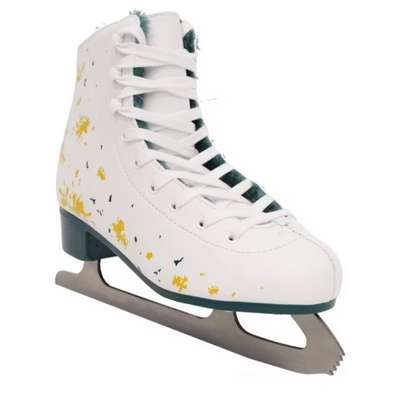 Фигурные коньки 120 WARM  женские / детские с желтым рисунком OXELO - купить в интернет-магазине
