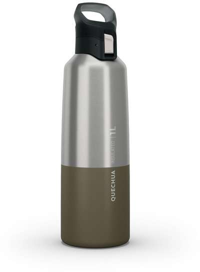 Термос для походов из нержавеющей стали 1 л хаки MH500 QUECHUA - купить в интернет-магазине