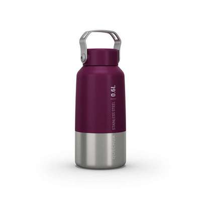 Фляга походная с винтовой крышкой 0,6 л из нержавеющей стали фиолетовая MH100 QUECHUA - купить в интернет-магазине