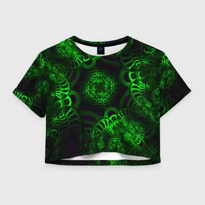 Футболка кроп-топ зеленая с принтом NYAMBA - купить в интернет-магазине