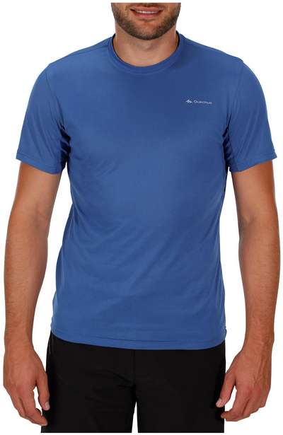 Футболка с короткими рукавами для горных походов синяя мужская MH100 QUECHUA - купить в интернет-магазине