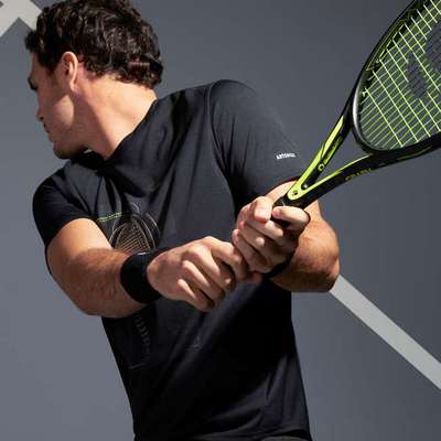 ФУТБОЛКА ДЛЯ ТЕННИСА МУЖСКАЯ TTS 100 ЧЕРНАЯ ARTENGO - купить в интернет-магазине