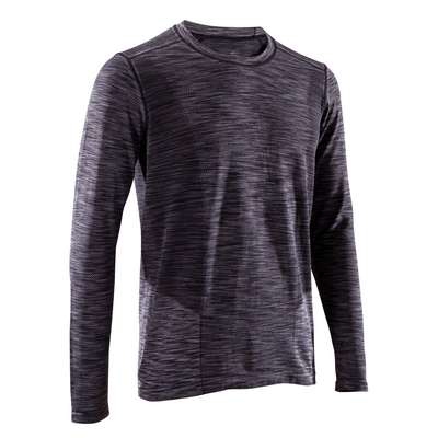 Футболка с длинными рукавами мужская серо-черная 520 DOMYOS - купить в интернет-магазине
