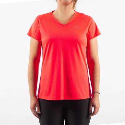 ФУТБОЛКА ДЛЯ БЕГА RUN DRY ЖЕНСКАЯ КОРАЛЛОВО-РОЗОВАЯ KALENJI - купить в интернет-магазине