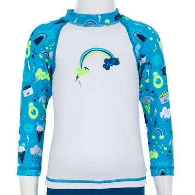 Футболка солнцезащитная с длинными рукавами детская бело-синяя с принтом NABAIJI - купить в интернет-магазине