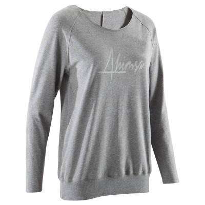 Футболка для мягкой йоги с длинными рукавами женская из биохлопка DOMYOS - купить в интернет-магазине