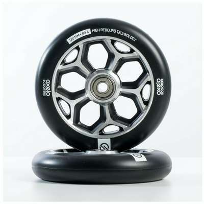 Колесо д/самоката д/фристайла из ПУ с алюминиевым сердечником серо-черное 120 мм OXELO - купить в интернет-магазине