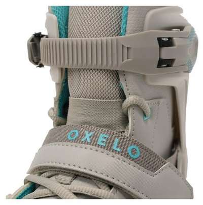 Коньки ледовые для взрослых женские серо-бирюзовые FIT500 OXELO - купить в интернет-магазине