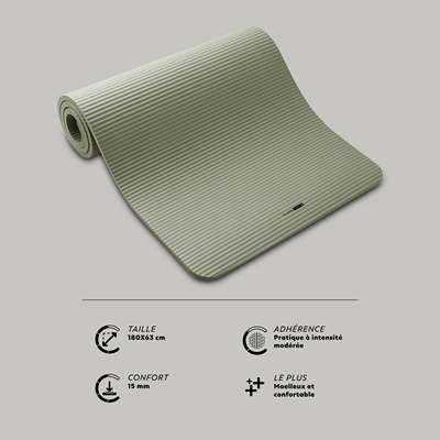 КОВРИК ДЛЯ ФИТНЕСА 180 см x 63 см x 15 мм ХАКИ CONFORT NYAMBA - купить в интернет-магазине