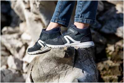 Кроссовки для ходьбы кожаные для детей темно-сине-белые Protect 560 NEWFEEL - купить в интернет-магазине