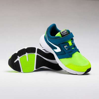 ДЕТСКИЕ КРОССОВКИ НА ЛИПУЧКАХ ДЛЯ ЛЕГКОЙ АТЛЕТИКИ RUN SUPPORT зелено-синие KALENJI - купить в интернет-магазине