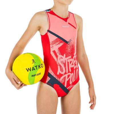 КУПАЛЬНИК СЛИТНЫЙ ДЛЯ ВОДНОГО ПОЛО ДЛЯ ДЕВОЧЕК КРАСНЫЙ STREET WATKO - купить в интернет-магазине